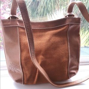 Like new condition Tommy Bahama Leather& Linen Shoulder Bag